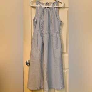 J. Crew Blue and White Striped Halter Dress with Pockets